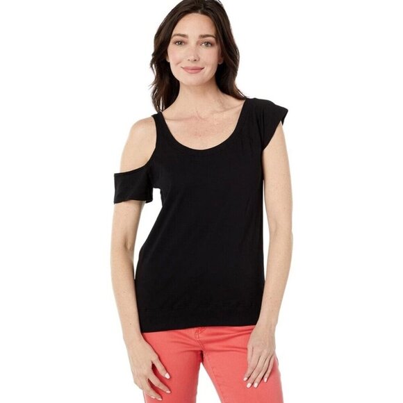 NWT Bobi Los Angeles One Shoulder Cutout Tee in Lightweight Jersey White Size S - Picture 1 of 6